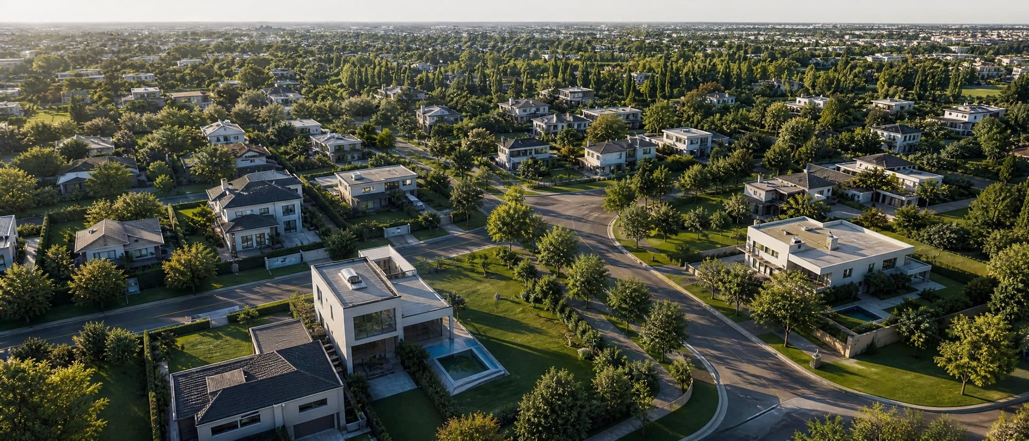 Vista aérea de un barrio del Gran La Plata