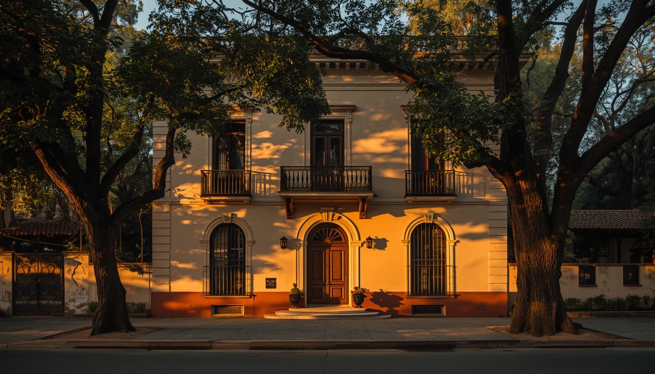 Fachada de propiedad boutique al atardecer